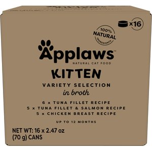 Applaws Limited Ingredient Kitten Variety Pack in Broth Wet Cat Food, 2.47-oz, case of 16