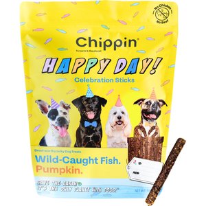 Chippin Birthday Celebration Adult Fish & Pumpkin Grain-Free Soft Jerky Dog Treats, 5-oz bag