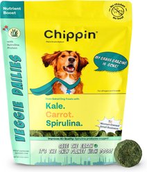 Chippin Vegan Crunchy Veggie Dailies, Spirulina, Kale & Carrot Oven Baked Dog Treat, 5-oz bag