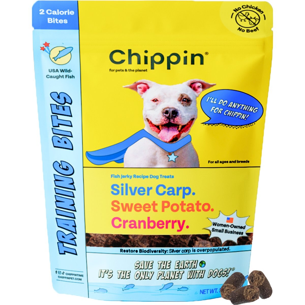 Chippin Training Bites Wild-Caught Fish & Sweet Potato Jerky Dog Treats, 5-oz bag