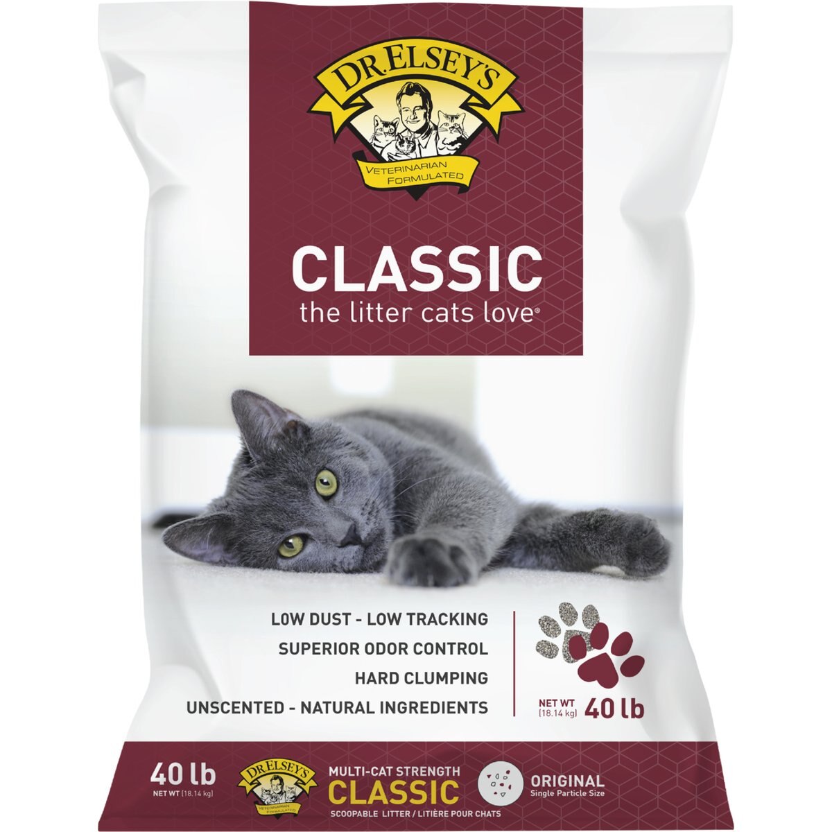 Dr. Elsey's Classic Unscented Clumping Clay Cat Litter, 40-lb bag