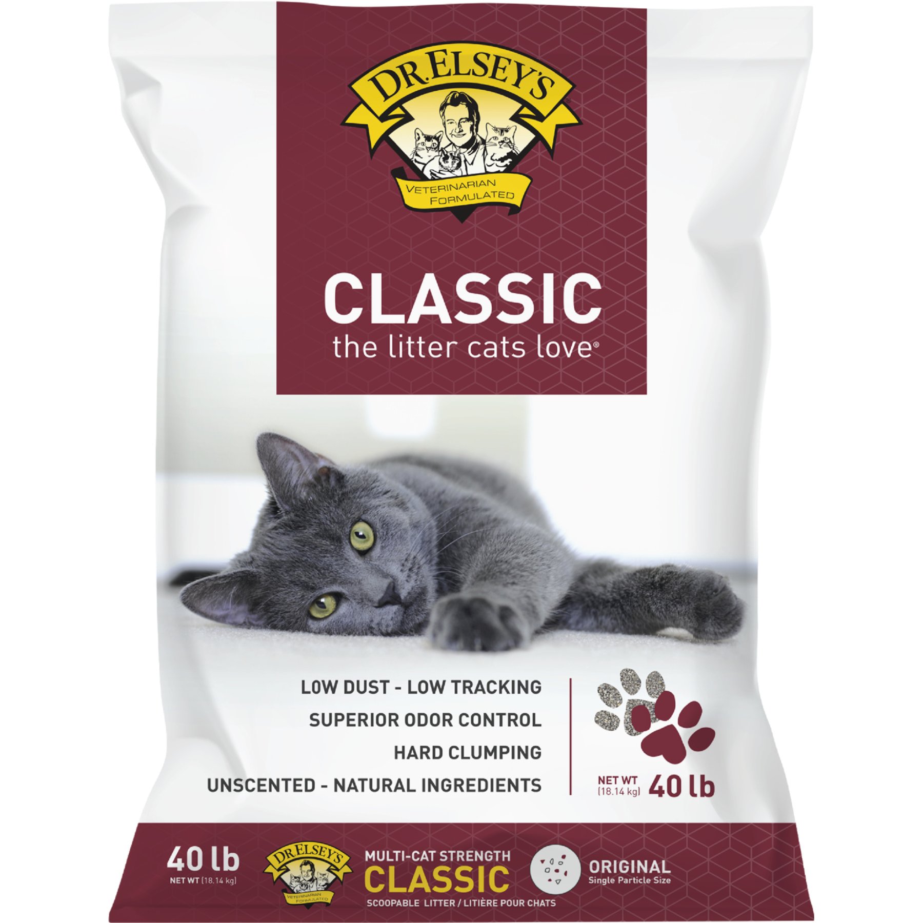 Dr. Elsey's Classic Unscented Clumping Clay Cat Litter, 40-lb bag