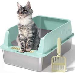 Der Vierbeiner Stainless Steel Cat Litter Box, Macaron Green, 23-in slide 1 of 7
