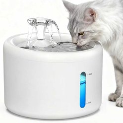 Casfuy W9 Enhanced KDF Multi-Layer Filtration Quiet Dog & Cat Water Fountain, White, 85-oz