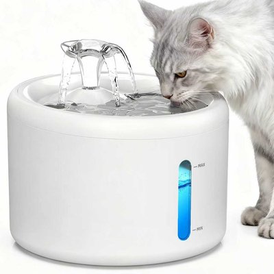 Casfuy Casfuy W9 Enhanced KDF Multi-Layer Filtration Quiet Dog & Cat Water Fountain, White, 85-oz