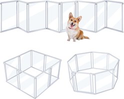 Unipaws Clear Dog Gate & Playpen, White, 24-in, 8-panel
