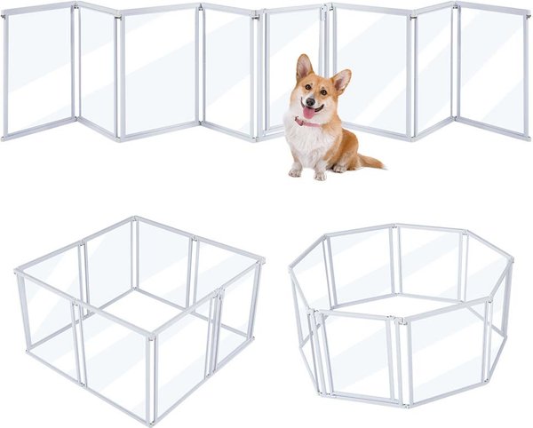 Show full view: Unipaws Clear Dog Gate & Playpen, White, 24-in, 8-panel slide 1 of 7