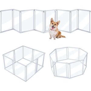 Unipaws Clear Dog Gate & Playpen, White, 24-in, 8-panel