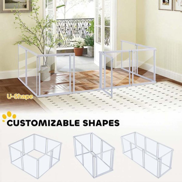 Show full view: Unipaws Clear Dog Gate & Playpen, White, 24-in, 8-panel slide 4 of 7