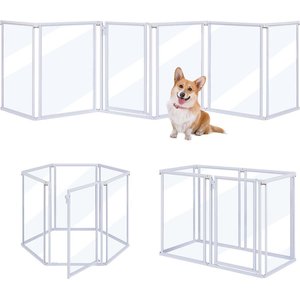 Unipaws Clear Dog Gate & Playpen, White, 24-in, 6-panel