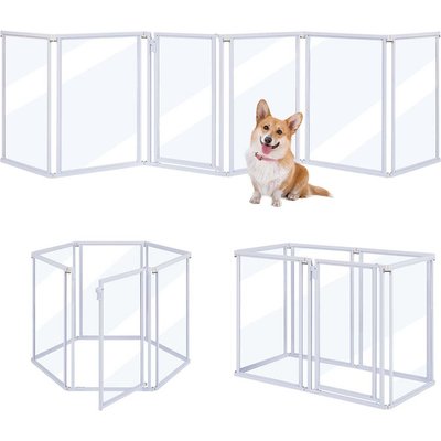 Unipaws Unipaws Clear Dog Gate & Playpen, White, 24-in, 6-panel