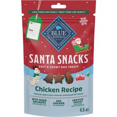 Blue Buffalo Christmas Santa Snacks Soft & Chewy Dog Treats, Natural Holiday Morsels, Tasty Chicken Recipe, 4.5-oz bag