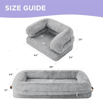 Show full view: Lesure Foldable Human Size Dog Bed, Light Grey, XX-Large slide 6 of 9