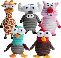 Nocciola Zoo Series with Strange Squeaky 5 Different Funny Sounds Dog Plush Toy, 5 count