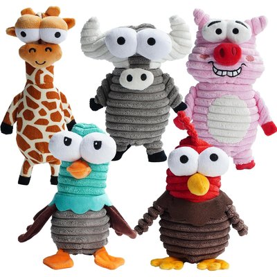 Nocciola Nocciola Zoo Series with Strange Squeaky 5 Different Funny Sounds Dog Plush Toy, 5 count