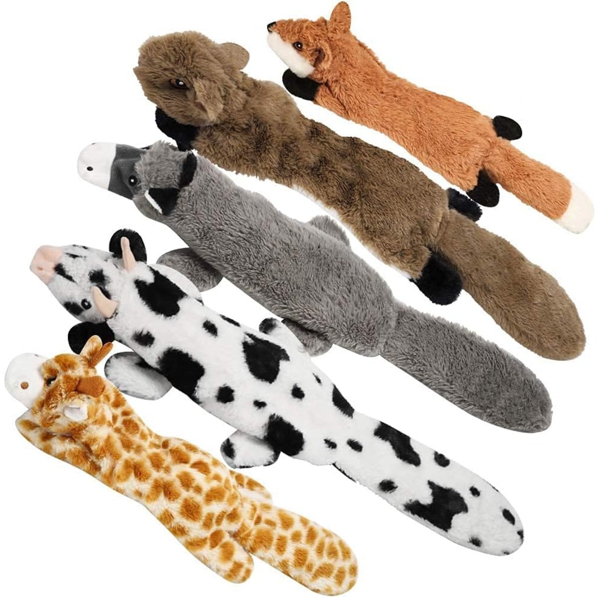 Nocciola Jungle Series Crinkle Squeaky Stuffing-Free Dog Plush Toy Variety Pack, 5 count