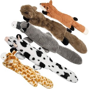 Nocciola Jungle Series Crinkle Squeaky Stuffing-Free Dog Plush Toy Variety Pack, 5 count