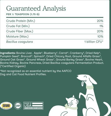 Show full view: Fera Pets Whole Food Multivitamin Powder Topper for Dogs & Cats, 3.7-oz pouch slide 7 of 11