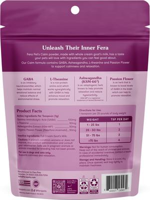 Show full view: Fera Pets Calm Goat Milk Powder Supplement for Dogs & Cats, 6.34-oz pouch slide 8 of 9