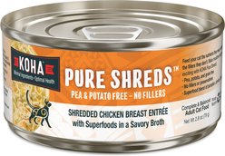 KOHA Pure Shreds Chicken Breast Entrée Grain-Free Wet Cat Food, 2.8-oz can, case of 24