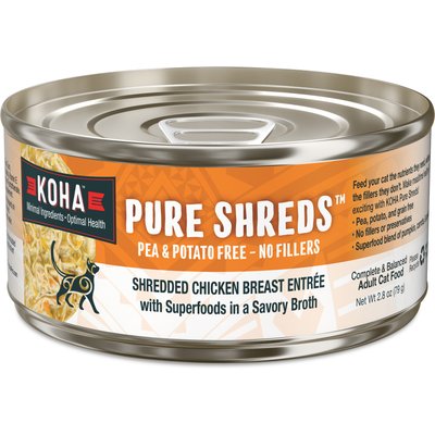 KOHA KOHA Pure Shreds Chicken Breast Entrée Grain-Free Wet Cat Food, 2.8-oz can, case of 24