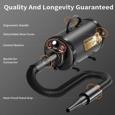 Show full view: PetNF 3.2 HP High Velocity Dog Hair Dryer, Black slide 7 of 9