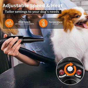 PetNF 3.2 HP High Velocity Dog Grooming Dryer, Black
