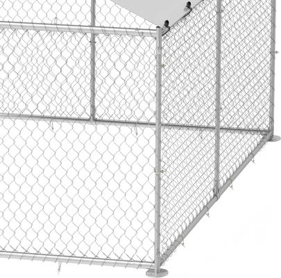 Show full view: Wooflex Heavy Duty Outdoor Dog Kennel with Roof & Metal Gate, 7.5 x 7.5-ft slide 7 of 8