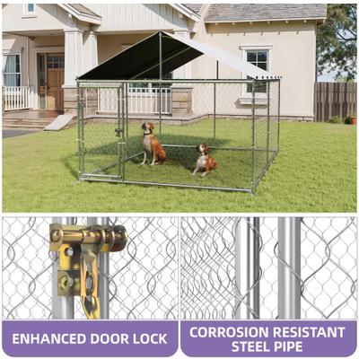 Show full view: Wooflex Heavy Duty Outdoor Dog Kennel with Roof & Metal Gate, 7.5 x 7.5-ft slide 3 of 8