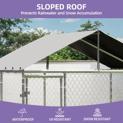 Show full view: Wooflex Heavy Duty Outdoor Dog Kennel with Roof & Metal Gate, 10 x 10-ft slide 4 of 8