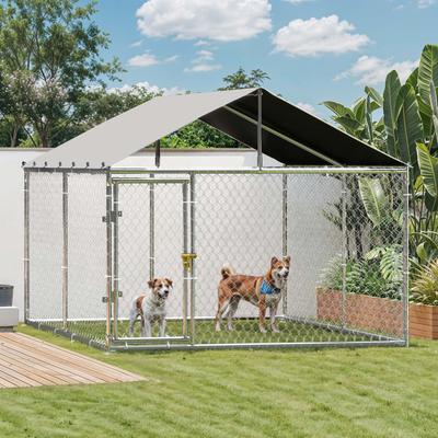Show full view: Wooflex Heavy Duty Outdoor Dog Kennel with Roof & Metal Gate, 10 x 10-ft slide 6 of 8