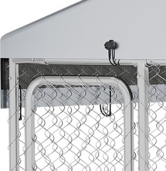 Wooflex Outdoor Metal Weatherproof Canopy Security Lock & Adjustable Feeding Bowls Dog Kennel, 10 x 10-ft slide 2 of 8