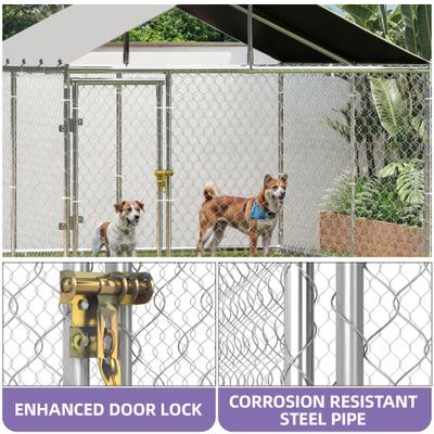 Show full view: Wooflex Heavy Duty Outdoor Dog Kennel with Roof & Metal Gate, 10 x 10-ft slide 3 of 8