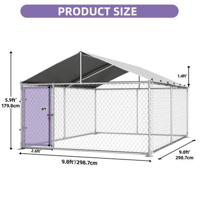 Show full view: Wooflex Heavy Duty Outdoor Dog Kennel with Roof & Metal Gate, 10 x 10-ft slide 2 of 8