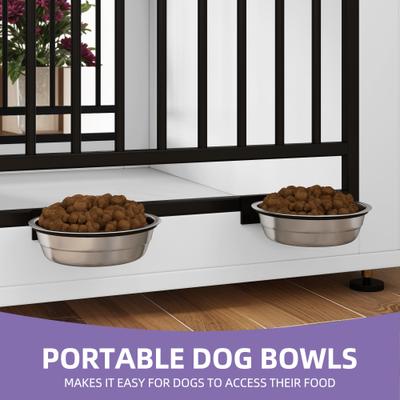 Show full view: Wooflex Furniture Style Dog Crate with Adjustable Feet & Removable Bowls, White, 40 inch slide 5 of 7