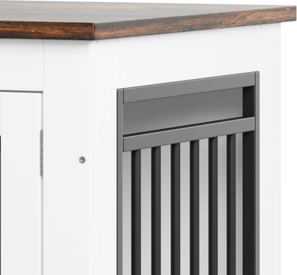 Show full view: Wooflex Furniture Style Dog Crate with Adjustable Feet & Removable Bowls, White, 40 inch slide 6 of 7