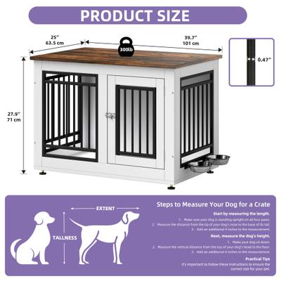 Show full view: Wooflex Furniture Style Dog Crate with Adjustable Feet & Removable Bowls, White, 40 inch slide 2 of 7
