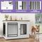 Show in main carousel: Wooflex Furniture Style Dog Crate with Adjustable Feet & Removable Bowls, White, 40 inch slide 3 of 7