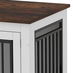 Wooflex Furniture Style Dog Crate with Adjustable Feet & Removable Bowls, White, 28 inch slide 2 of 7