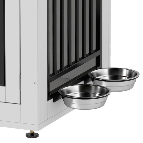 Wooflex Furniture Style Dog Crate with Adjustable Feet & Removable Bowls