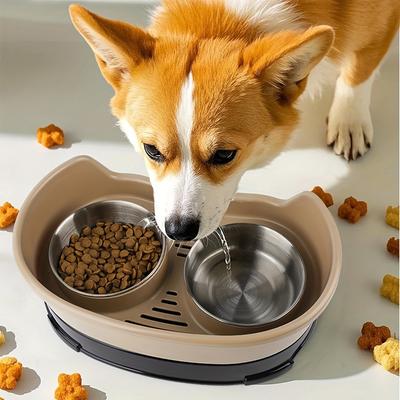 Show full view: Supet One-piece Double Stainless Steel Dog Bowl, Grey slide 8 of 9