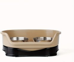 Supet One-piece Double Stainless Steel Dog Bowl, Brown
