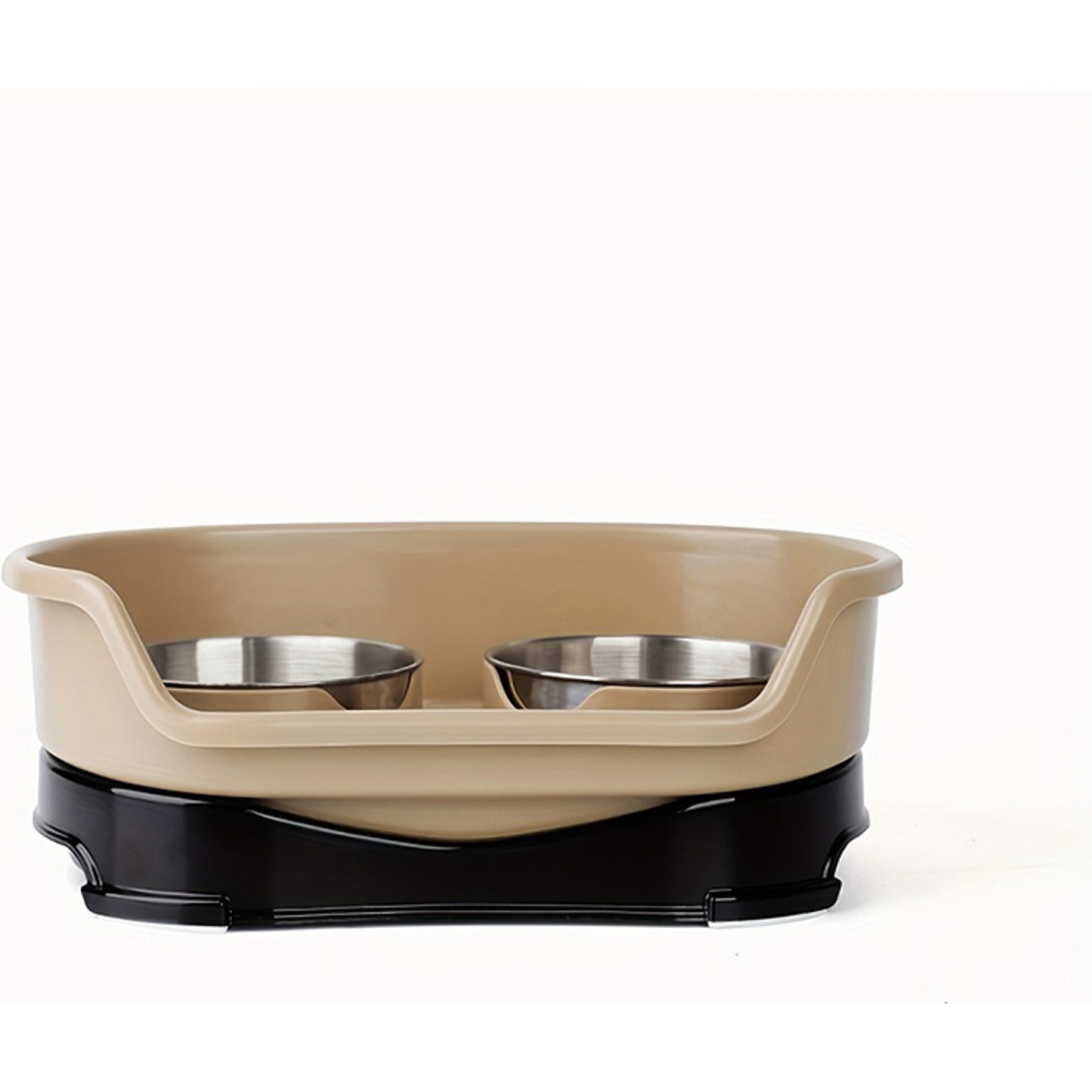 Supet One-piece Double Stainless Steel Dog Bowl, Brown