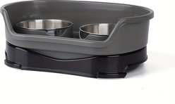 Supet One-piece Double Stainless Steel Dog Bowl, Grey