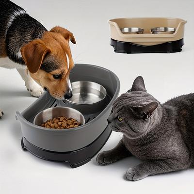 Show full view: Supet One-piece Double Stainless Steel Dog Bowl, Grey slide 2 of 9