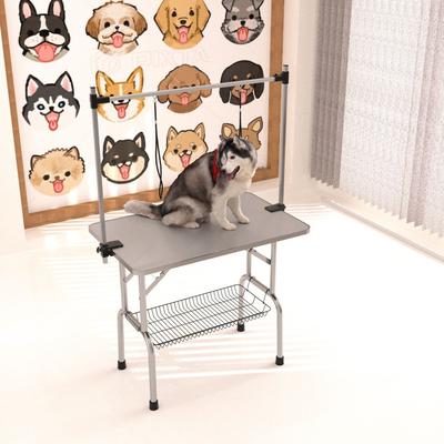 Show full view: Cesicia Folding Stainless Steel Frame Dog Grooming Table with Adjustable Arm & Clamps, Silver Gray, 36 x 24 x 30-in slide 2 of 6