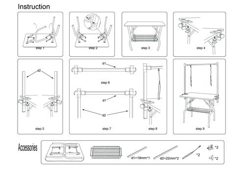 Show full view: Cesicia Folding Dog & Cat Grooming Table, Silver Grey, 42-in slide 5 of 6