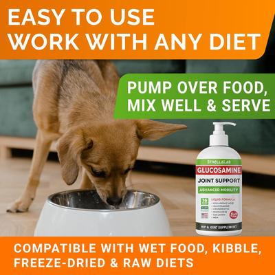 Show full view: StrellaLab Liquid Glucosamine with Collagen Hip & Joint Supplement for Dogs, 16-fl oz bottle slide 7 of 9