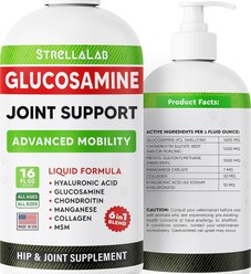 StrellaLab Liquid Glucosamine with Collagen Hip & Joint Supplement for Dogs, 16-fl oz bottle