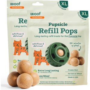 Woof Pupsicle Pops Refills Beef & Peanut Butter Grain-Free Lickable Dog Treats, X-Large, 10 count